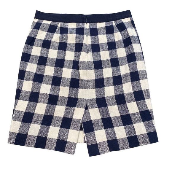 J. Crew Size 4 Navy Blue & White Gingham Check Pencil Skirt Lightweight Small - Picture 2 of 6